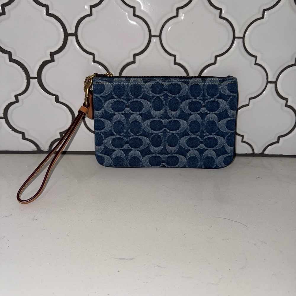 Coach Washed Denim Wristlet